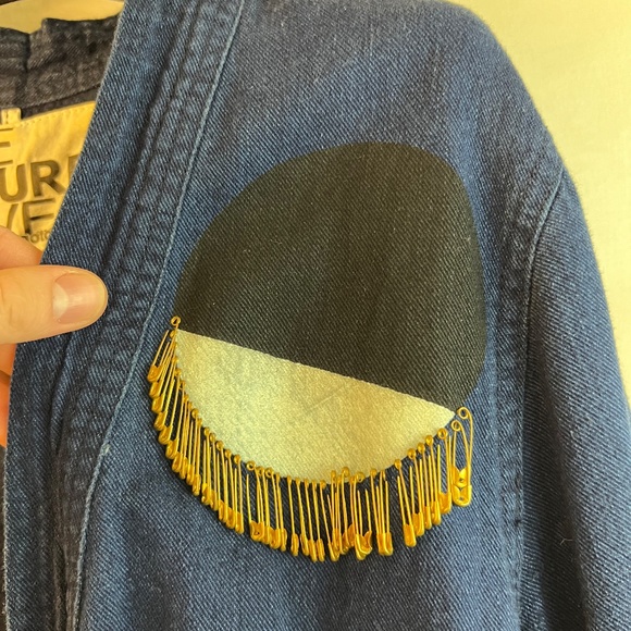 Free City - Dark Denim - Kimono - Texas Tokyo Moon - Safety Pins - RARE - Medium - Picture 3 of 9